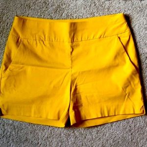 NY&CO Mustard Stretch Shorts